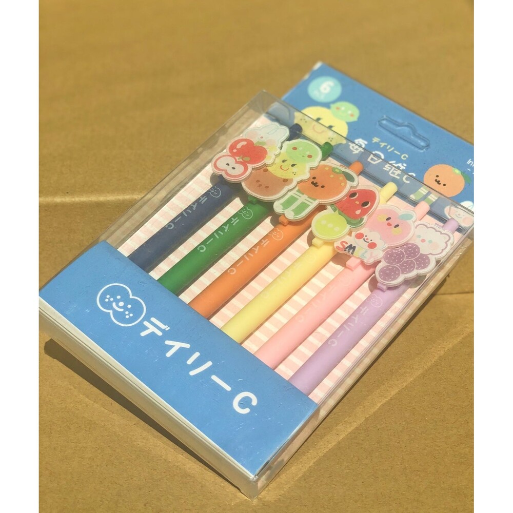 Cute Japanese Stationery Fruit Themed Black Ink Gel Pens 0.5mm 6 assorted colors